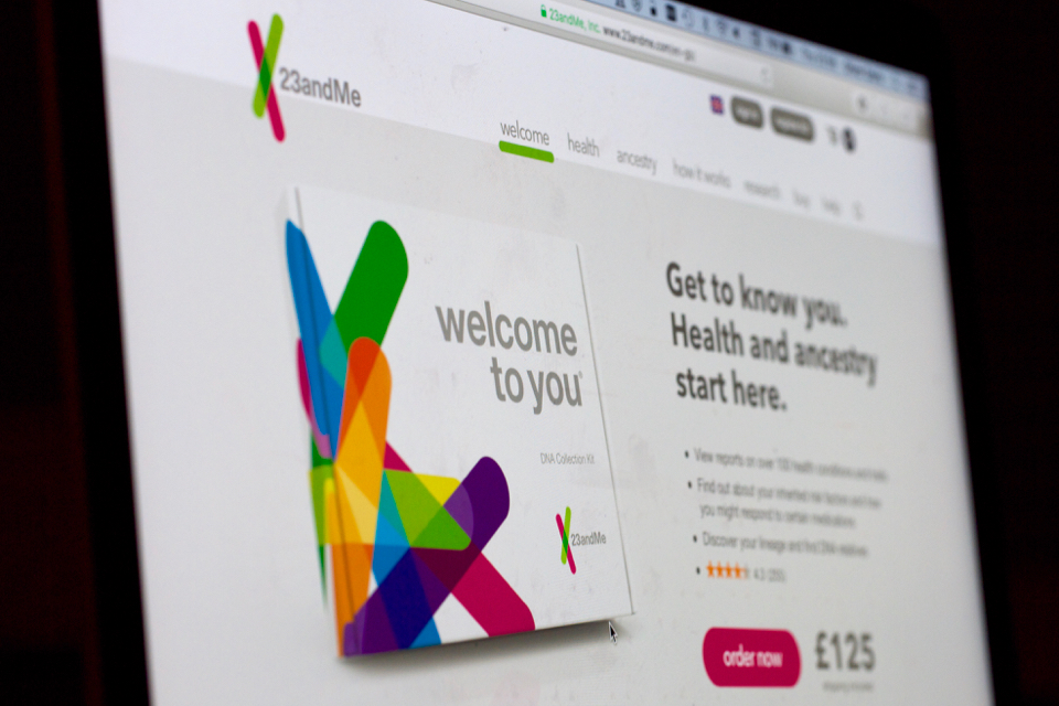 screen with 23andme site